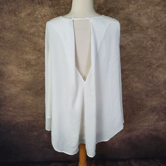 CQ BY CQ Floaty White Blouse Hi-Lo Cut Out S - Picture 4 of 8